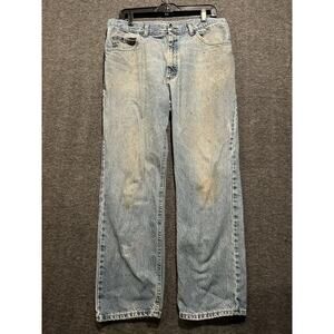 Vintage Lee Jeans Mens Size 34x30 USA MADE Light Wash Blue Straight‎ Leg Denim